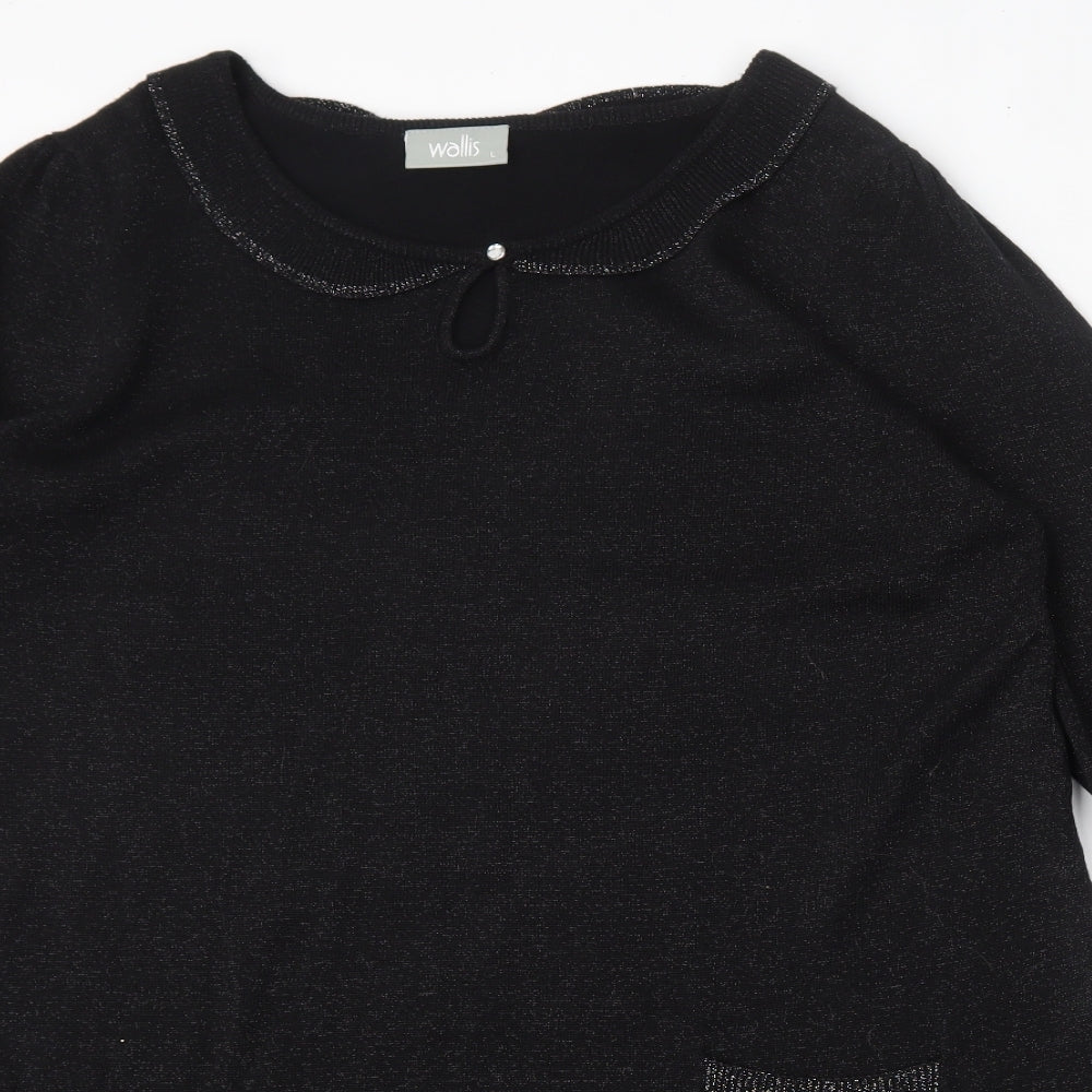 Wallis Womens Black  Acrylic Trapeze & Swing  Size L  Round Neck