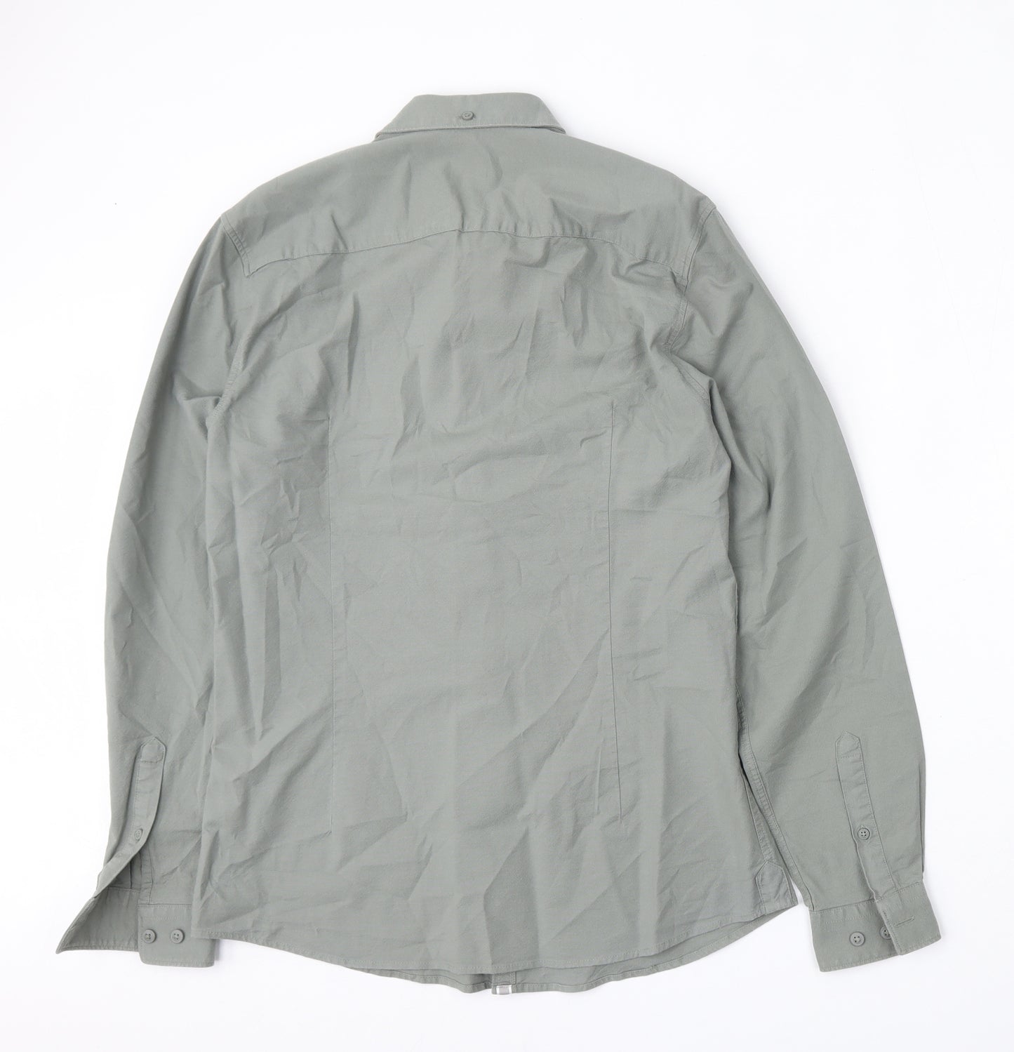 River Island Mens Green  Cotton  Button-Up Size S Collared Button