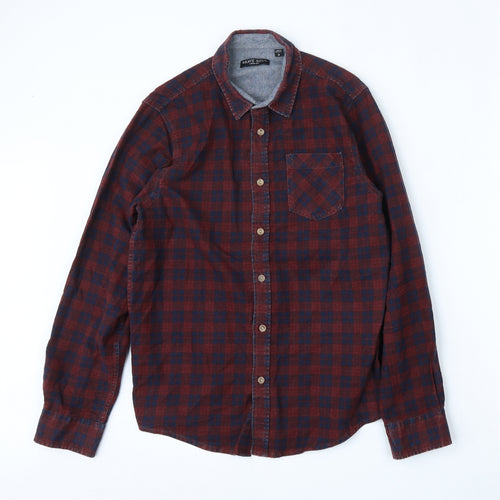 Brave Soul Mens Multicoloured Check Cotton  Button-Up Size S Collared