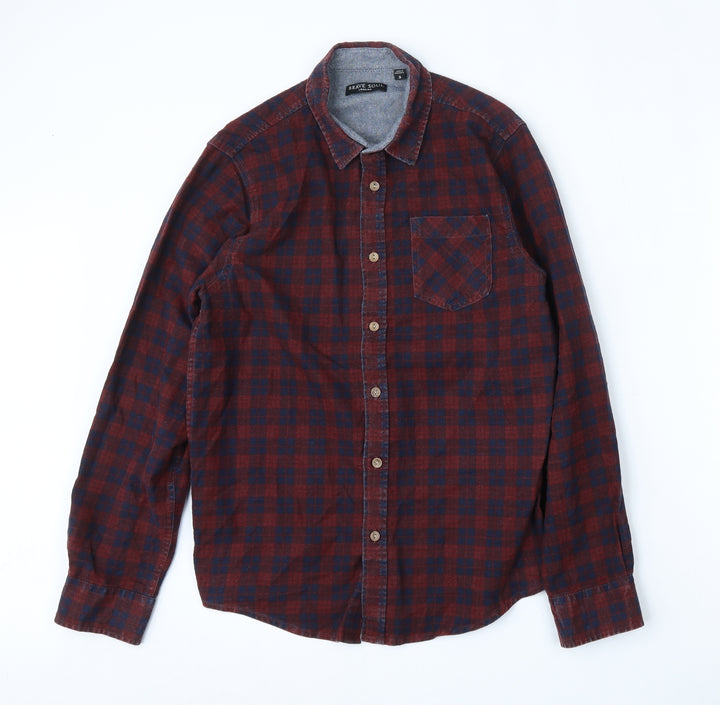 Brave Soul Mens Multicoloured Check Cotton  Button-Up Size S Collared