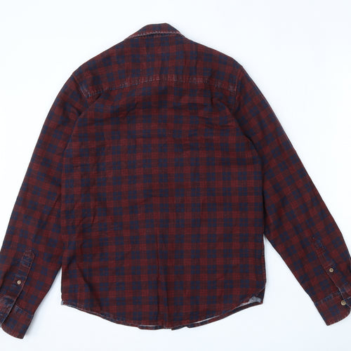 Brave Soul Mens Multicoloured Check Cotton  Button-Up Size S Collared