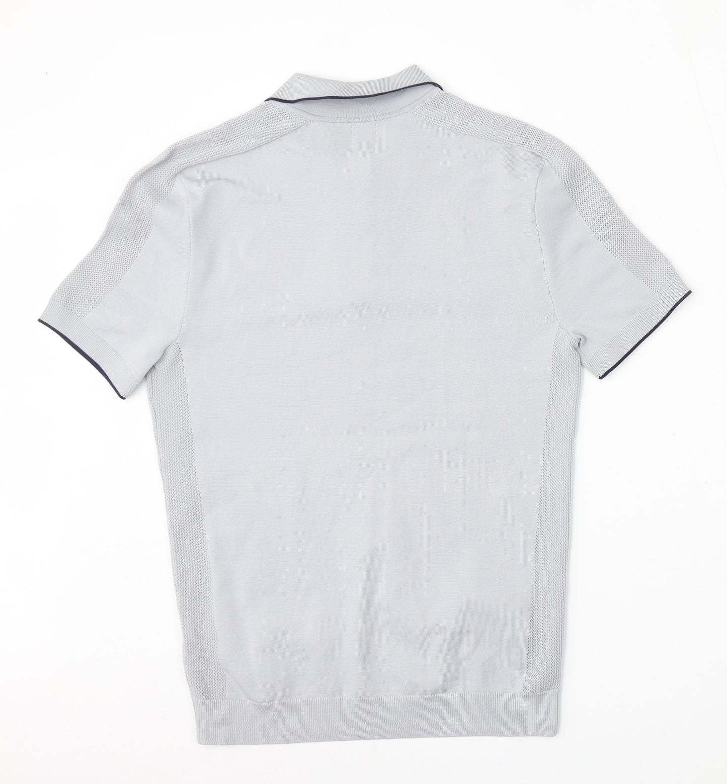 River Island Mens Grey  Polyester  Polo Size M Collared Zip