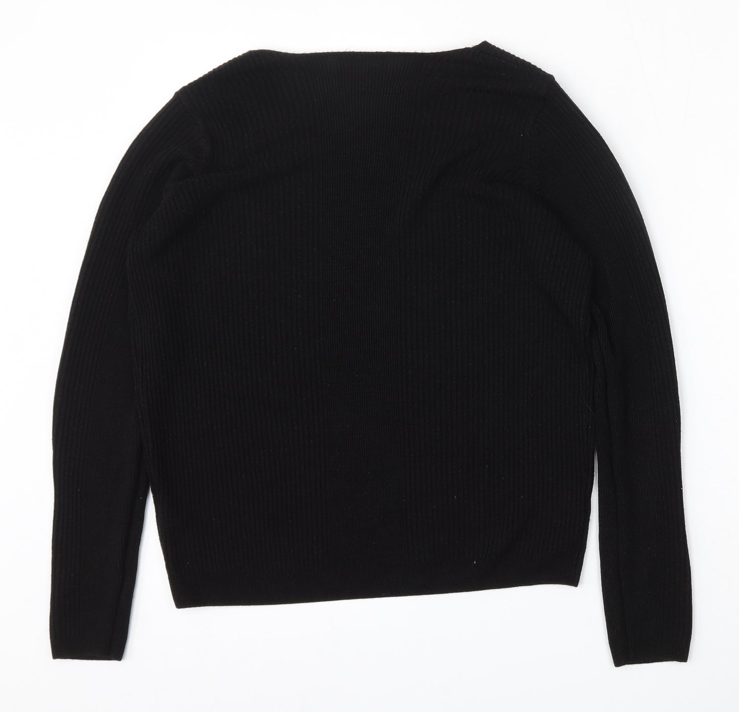 Marks and Spencer Womens Black V-Neck  Acrylic Pullover Jumper Size 12