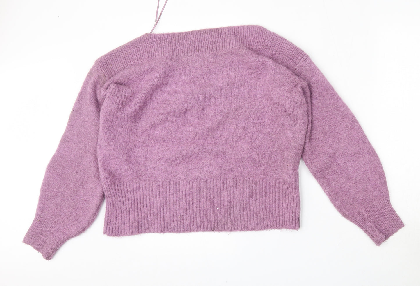 Marks and Spencer Womens Purple Boat Neck  Acrylic Pullover Jumper Size M