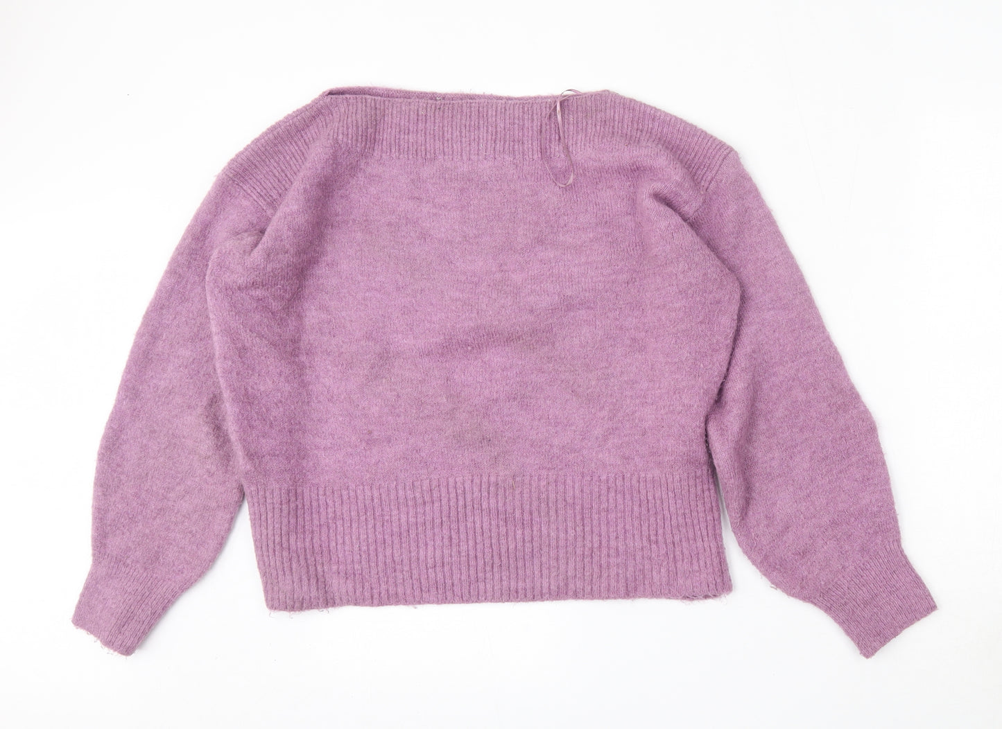 Marks and Spencer Womens Purple Boat Neck  Acrylic Pullover Jumper Size M