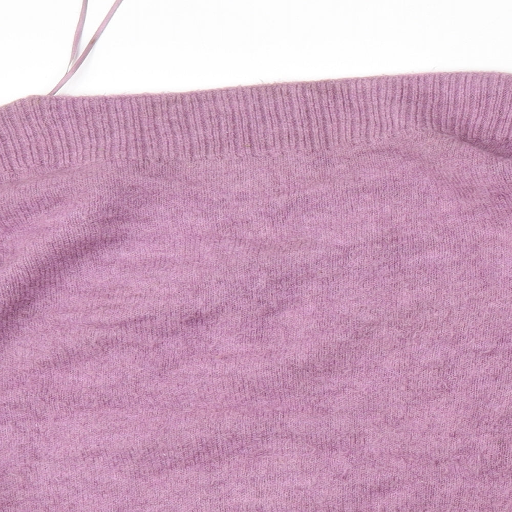 Marks and Spencer Womens Purple Boat Neck  Acrylic Pullover Jumper Size M