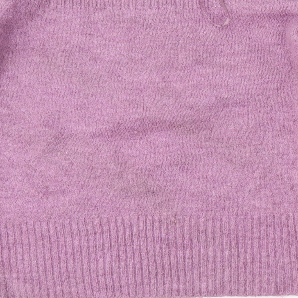Marks and Spencer Womens Purple Boat Neck  Acrylic Pullover Jumper Size M