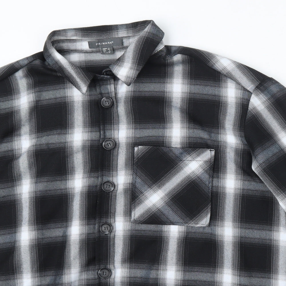 Primark Womens Multicoloured Check Polyester Basic Button-Up Size 12 Collared