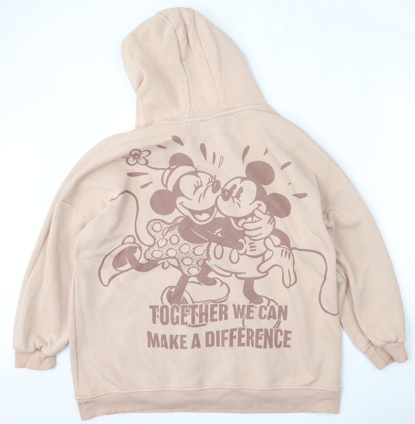 Primark Womens Beige  Cotton Pullover Hoodie Size 14