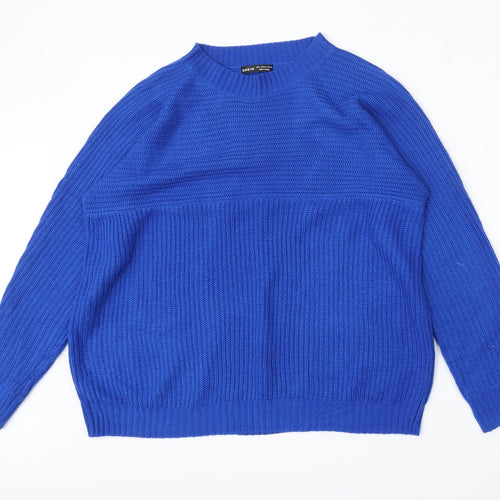 SheIn Womens Blue Round Neck  Acrylic Pullover Jumper Size L