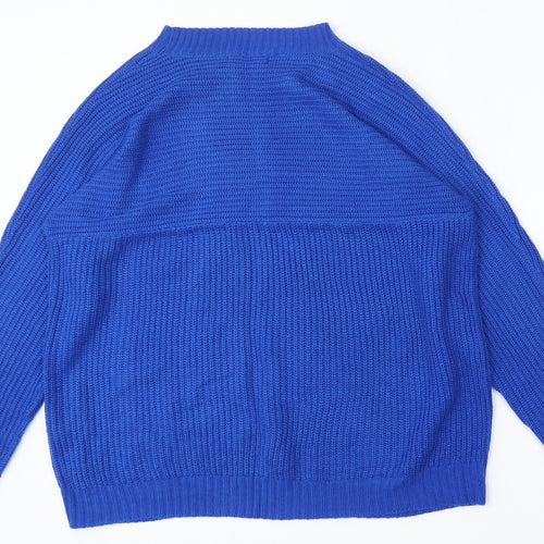 SheIn Womens Blue Round Neck  Acrylic Pullover Jumper Size L