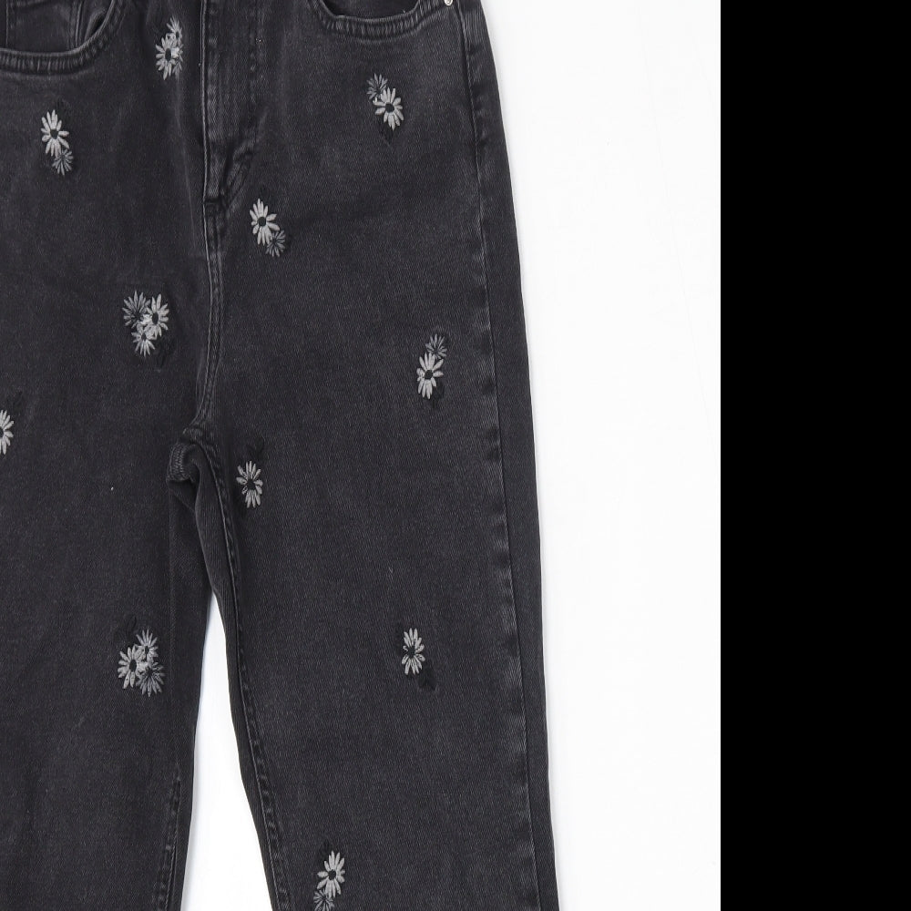 TU Womens Black  Cotton Straight Jeans Size 8 L25 in Regular Button