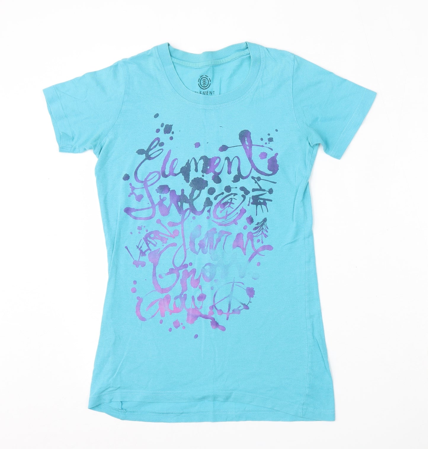 Element Womens Blue  Cotton Basic T-Shirt Size S Round Neck