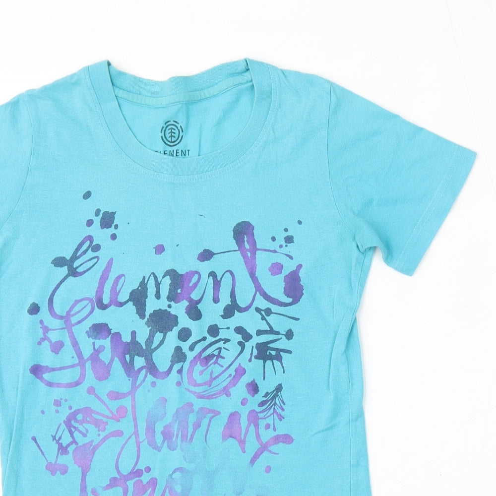 Element Womens Blue  Cotton Basic T-Shirt Size S Round Neck