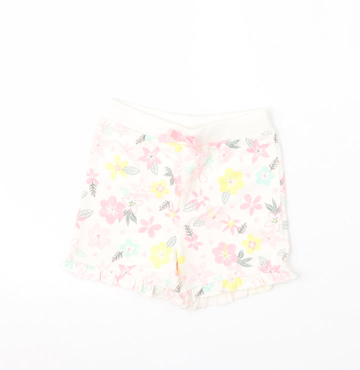So Cute Girls Multicoloured Floral Cotton Cropped Trousers Size 12-18 Months Tie