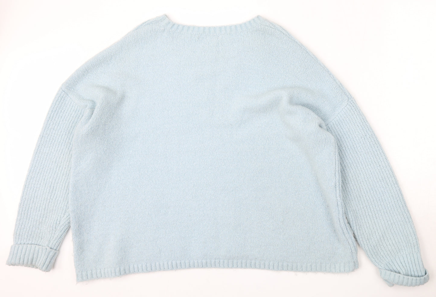 George Womens Blue Round Neck  Acrylic Pullover Jumper Size XL