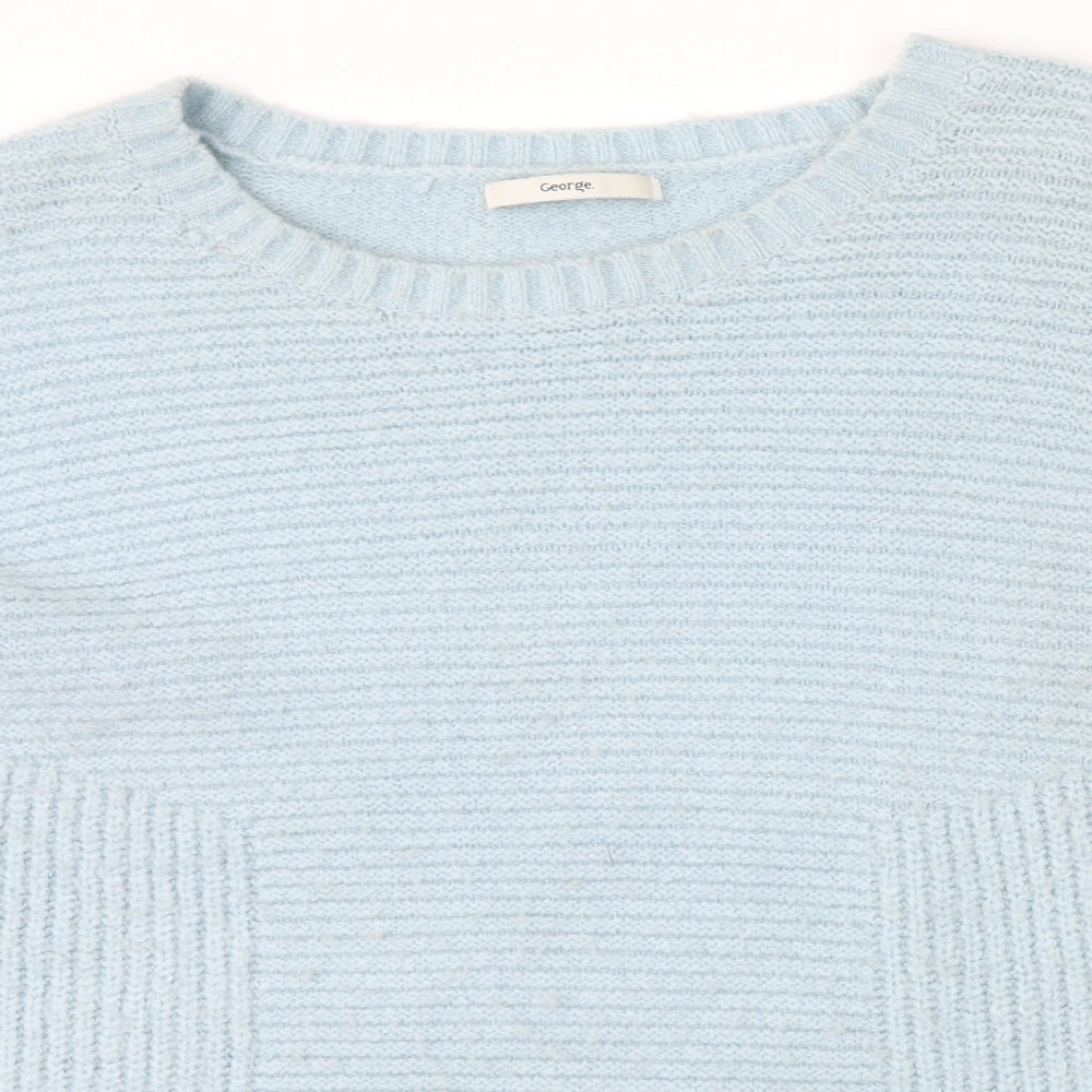 George Womens Blue Round Neck  Acrylic Pullover Jumper Size XL
