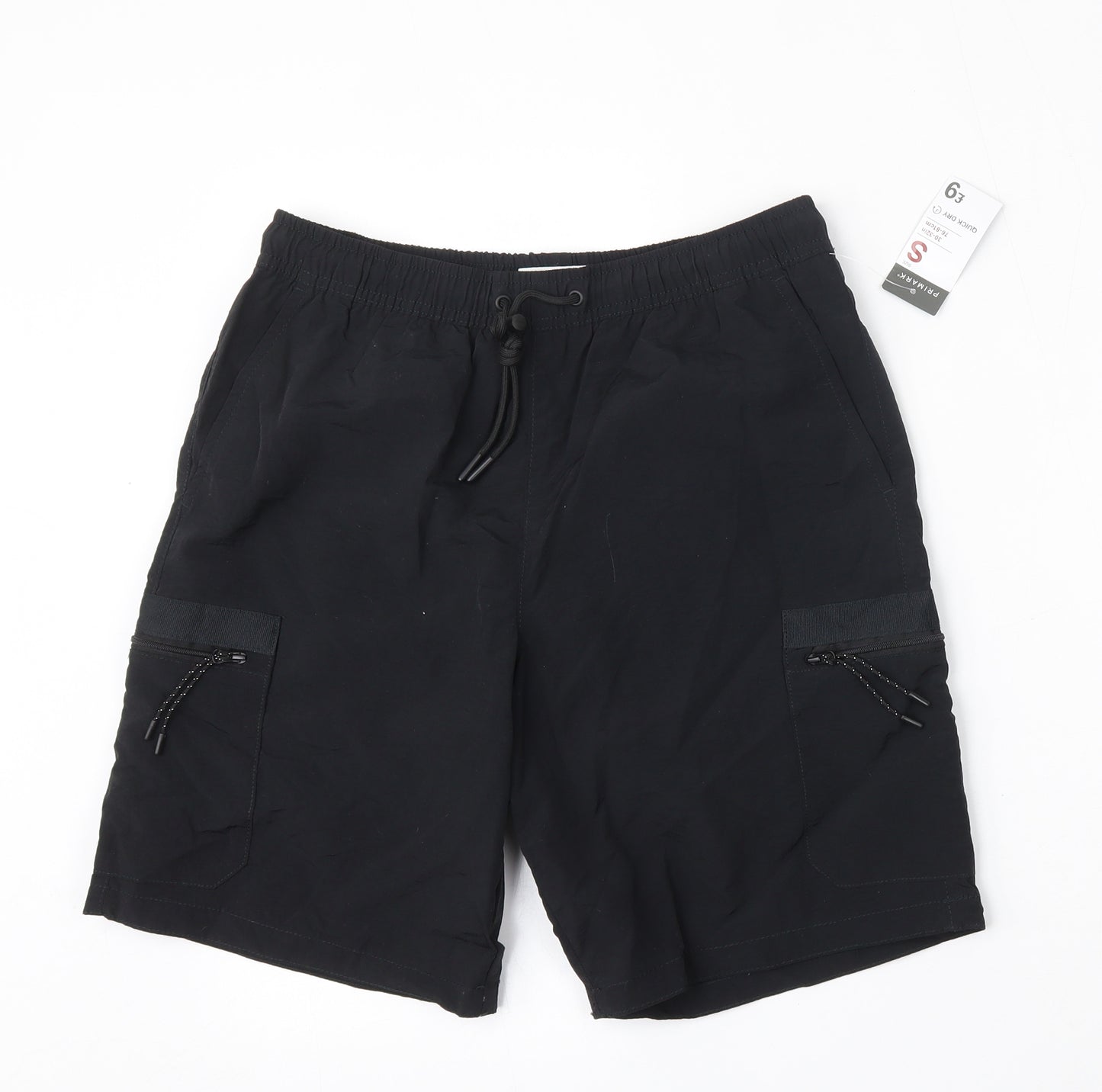 Primark Mens Black  Nylon Cargo Shorts Size S L9 in Regular Tie