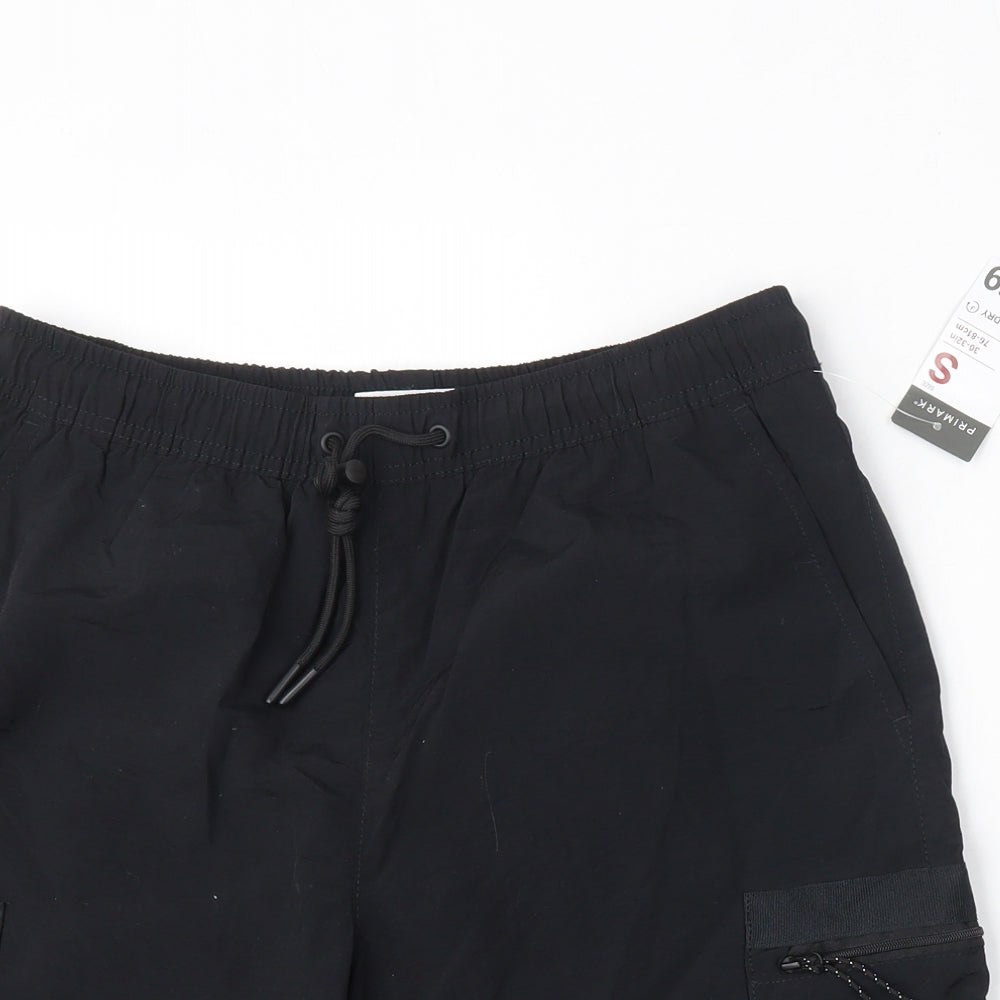 Primark Mens Black  Nylon Cargo Shorts Size S L9 in Regular Tie