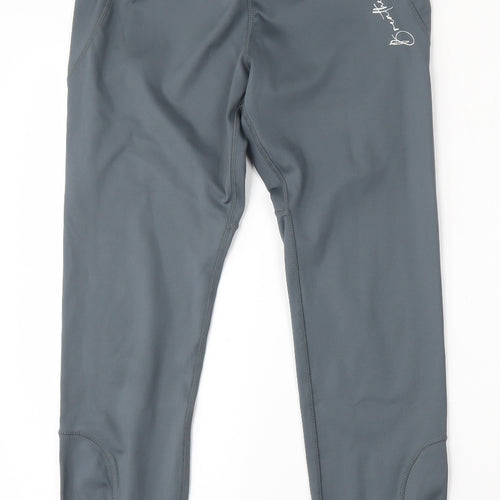 Workout  Womens Grey  Polyester Compression Leggings Size 12 L28 in Regular