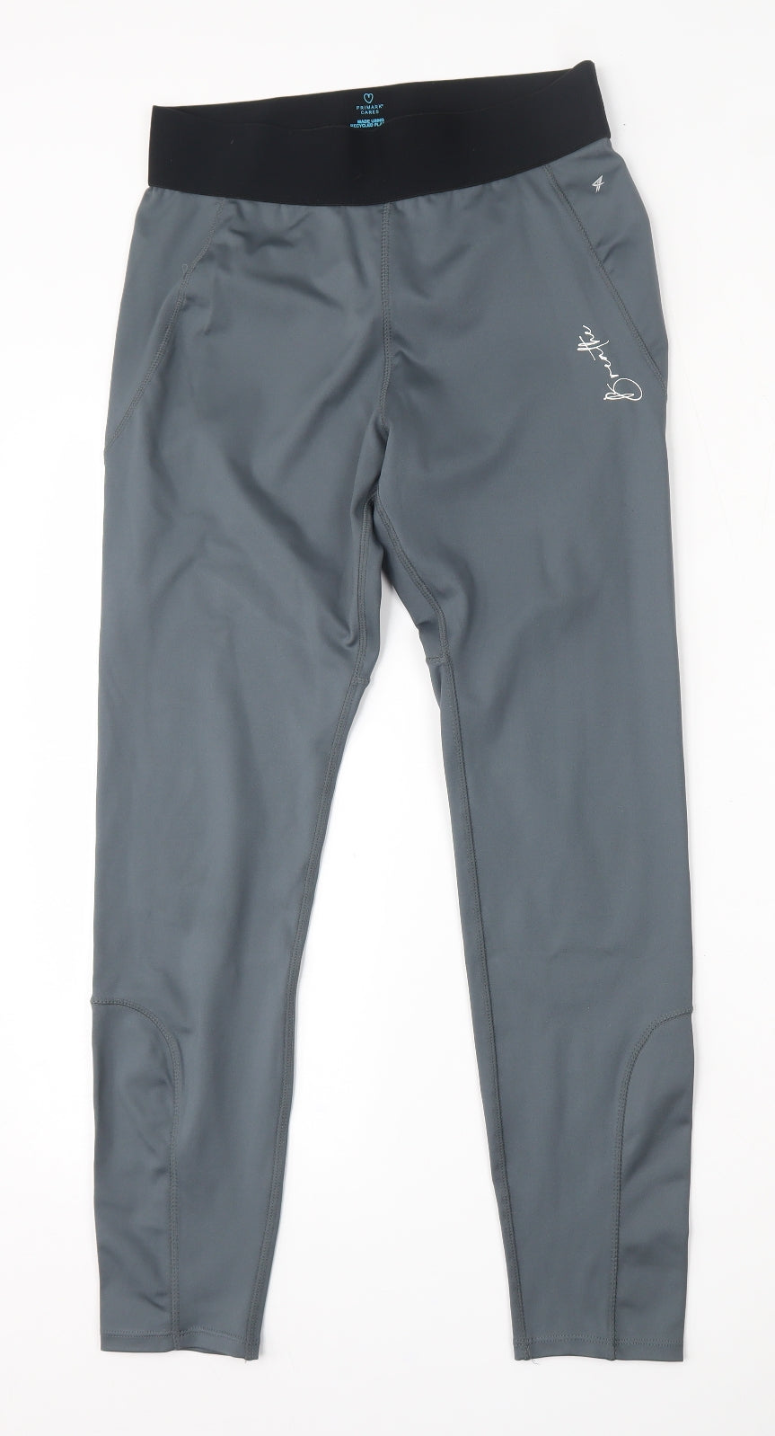Workout  Womens Grey  Polyester Compression Leggings Size 12 L28 in Regular