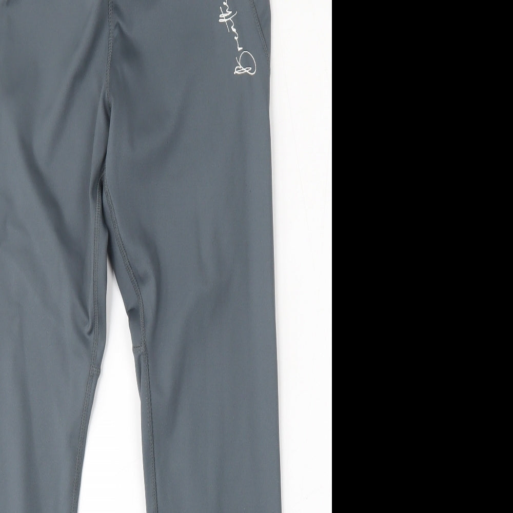 Workout  Womens Grey  Polyester Compression Leggings Size 12 L28 in Regular