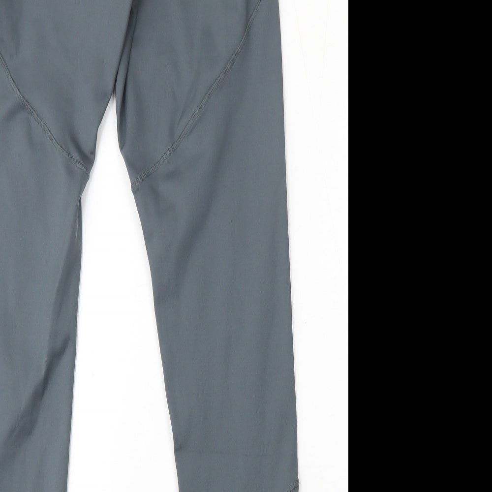 Workout  Womens Grey  Polyester Compression Leggings Size 12 L28 in Regular