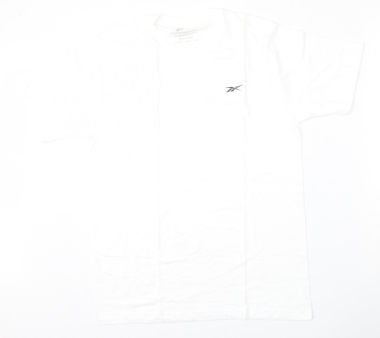 Reebok Mens White  Cotton  T-Shirt Size M Round Neck