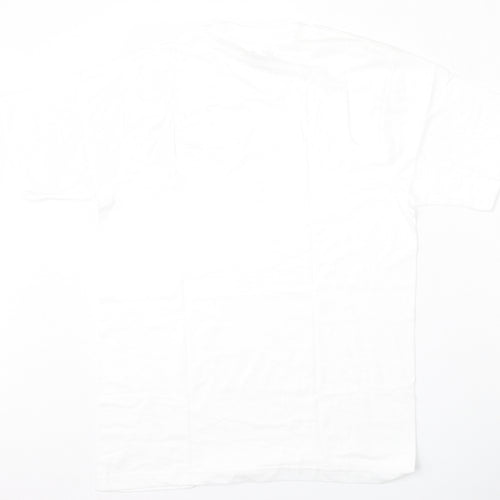 Reebok Mens White  Cotton  T-Shirt Size M Round Neck