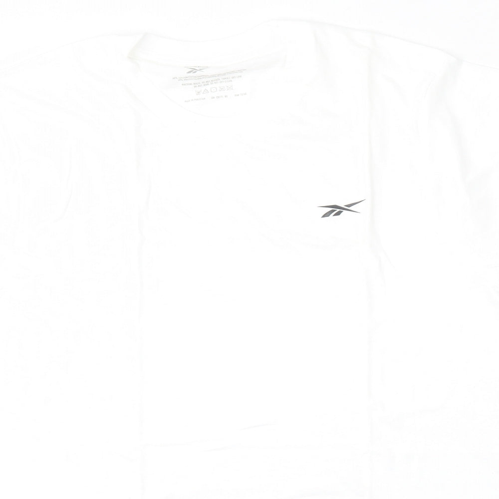 Reebok Mens White  Cotton  T-Shirt Size M Round Neck