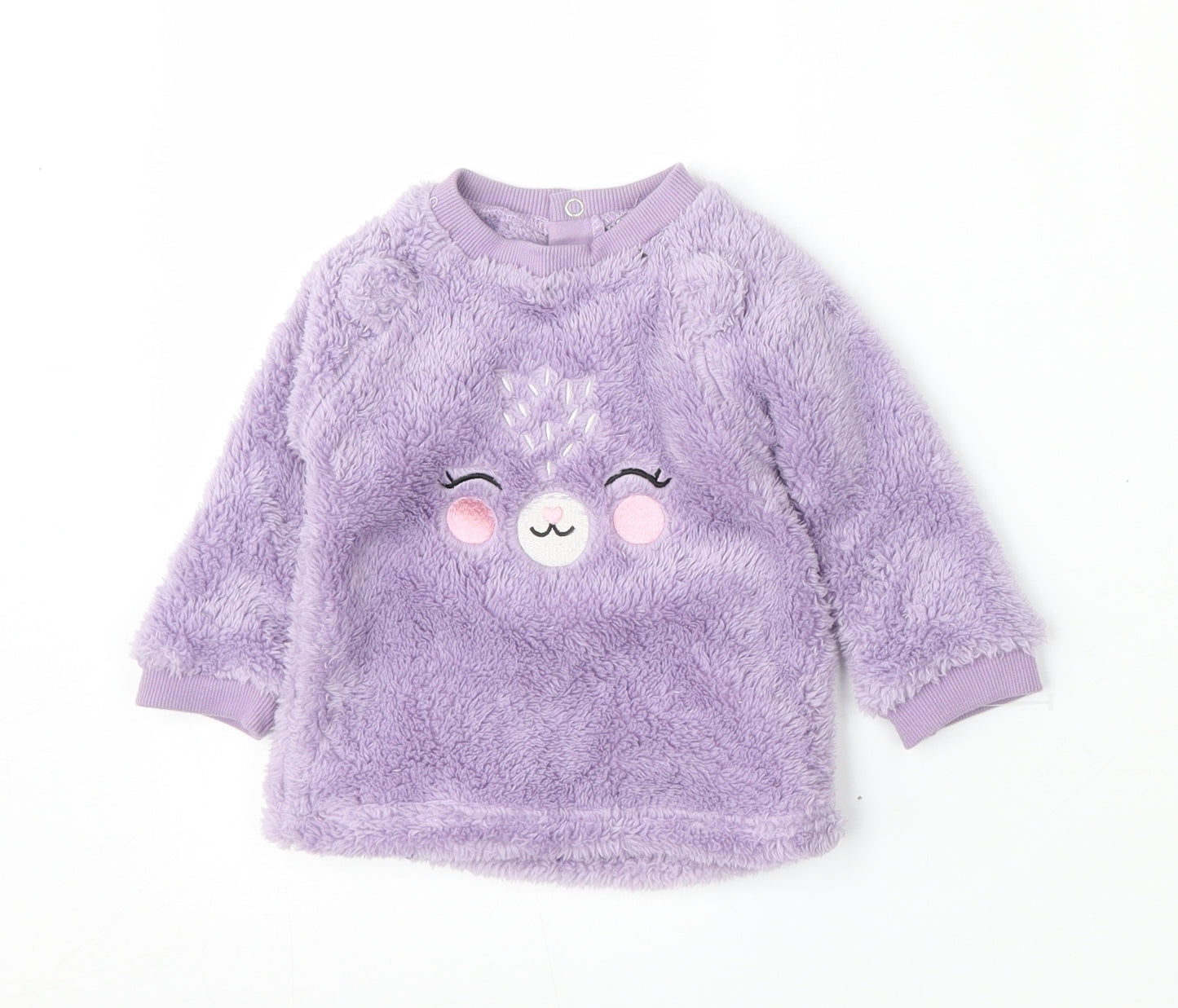 Dunnes Stores Girls Purple  Polyester Pullover Jumper Size 6-9 Months   - Bunny Embroidery