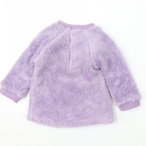 Dunnes Stores Girls Purple  Polyester Pullover Jumper Size 6-9 Months   - Bunny Embroidery