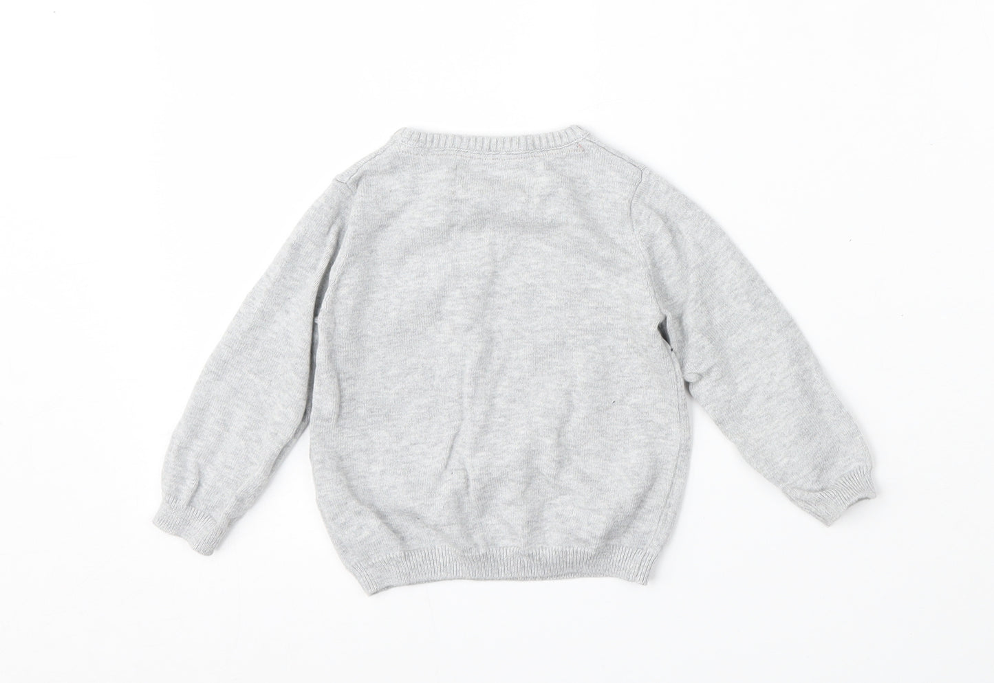 Young Dimension Girls Grey  Cotton Pullover Jumper Size 9-12 Months   - Bunny