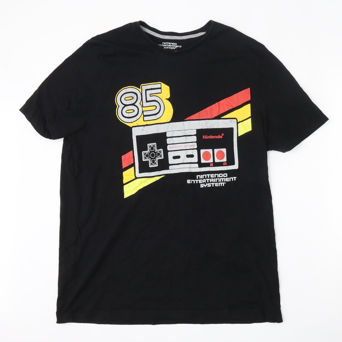 Nintendo Mens Black  Cotton  T-Shirt Size XL Round Neck