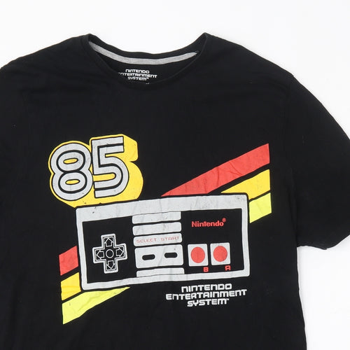 Nintendo Mens Black  Cotton  T-Shirt Size XL Round Neck