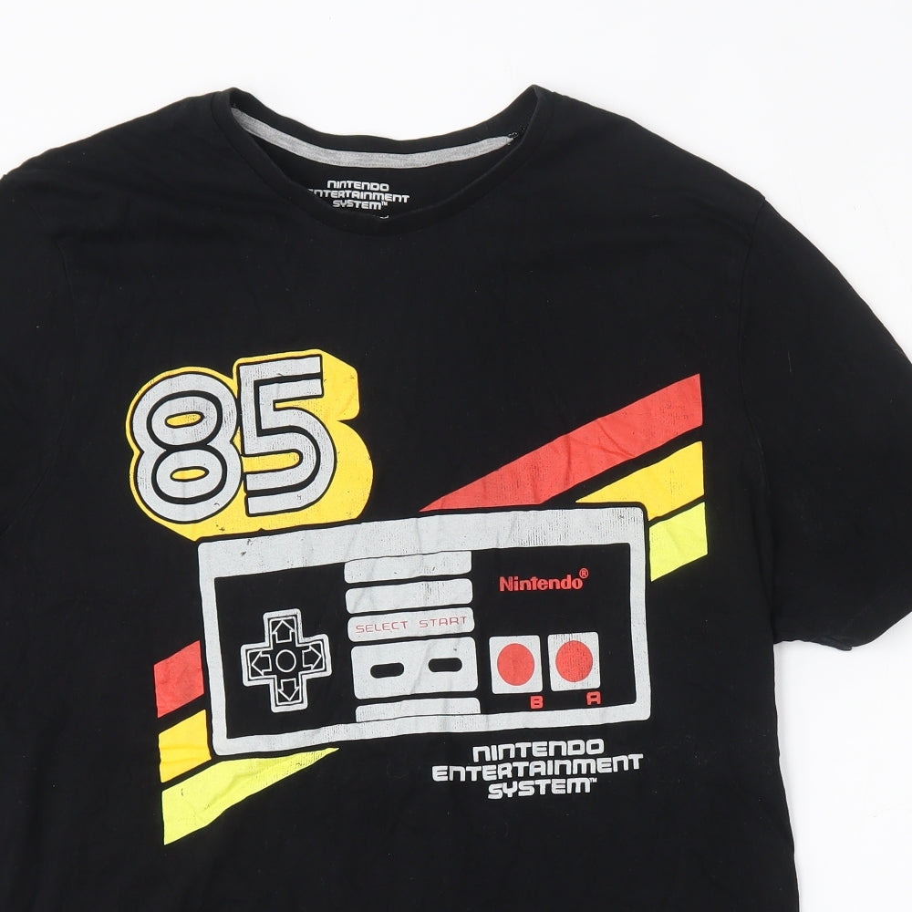Nintendo Mens Black  Cotton  T-Shirt Size XL Round Neck