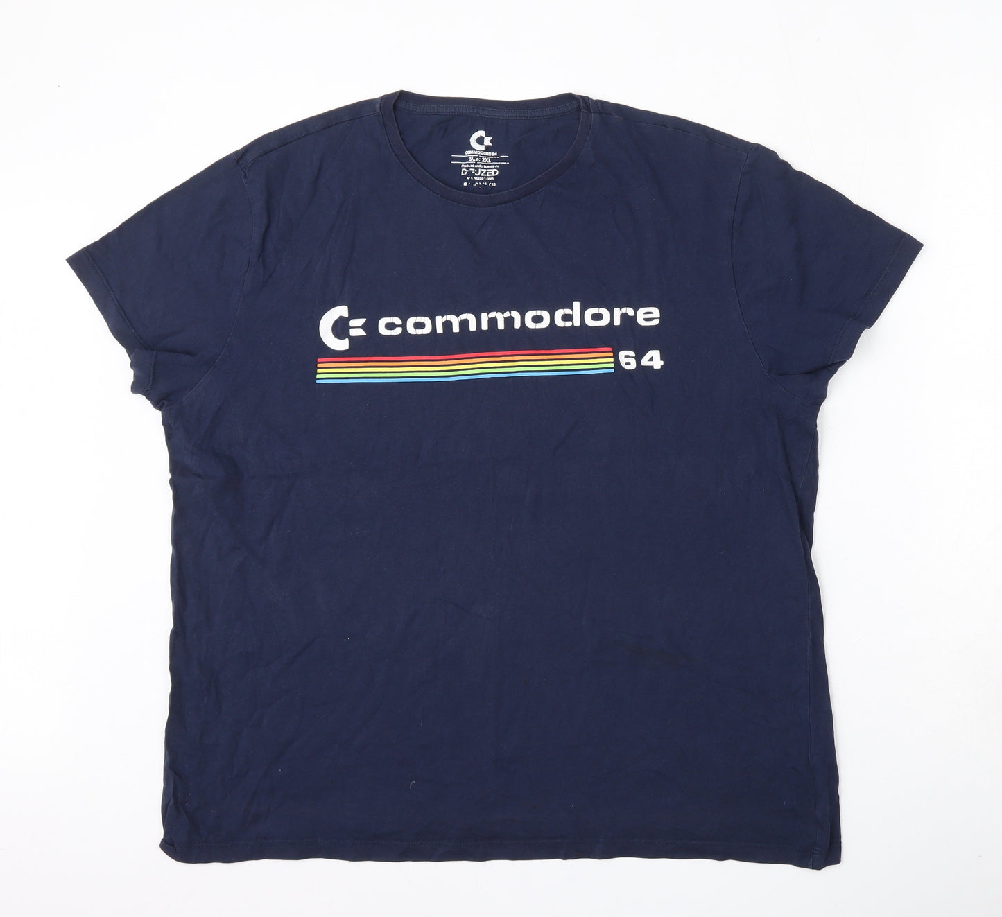 diffuzed Mens Blue  Cotton  T-Shirt Size 2XL Round Neck  - Commodore 64