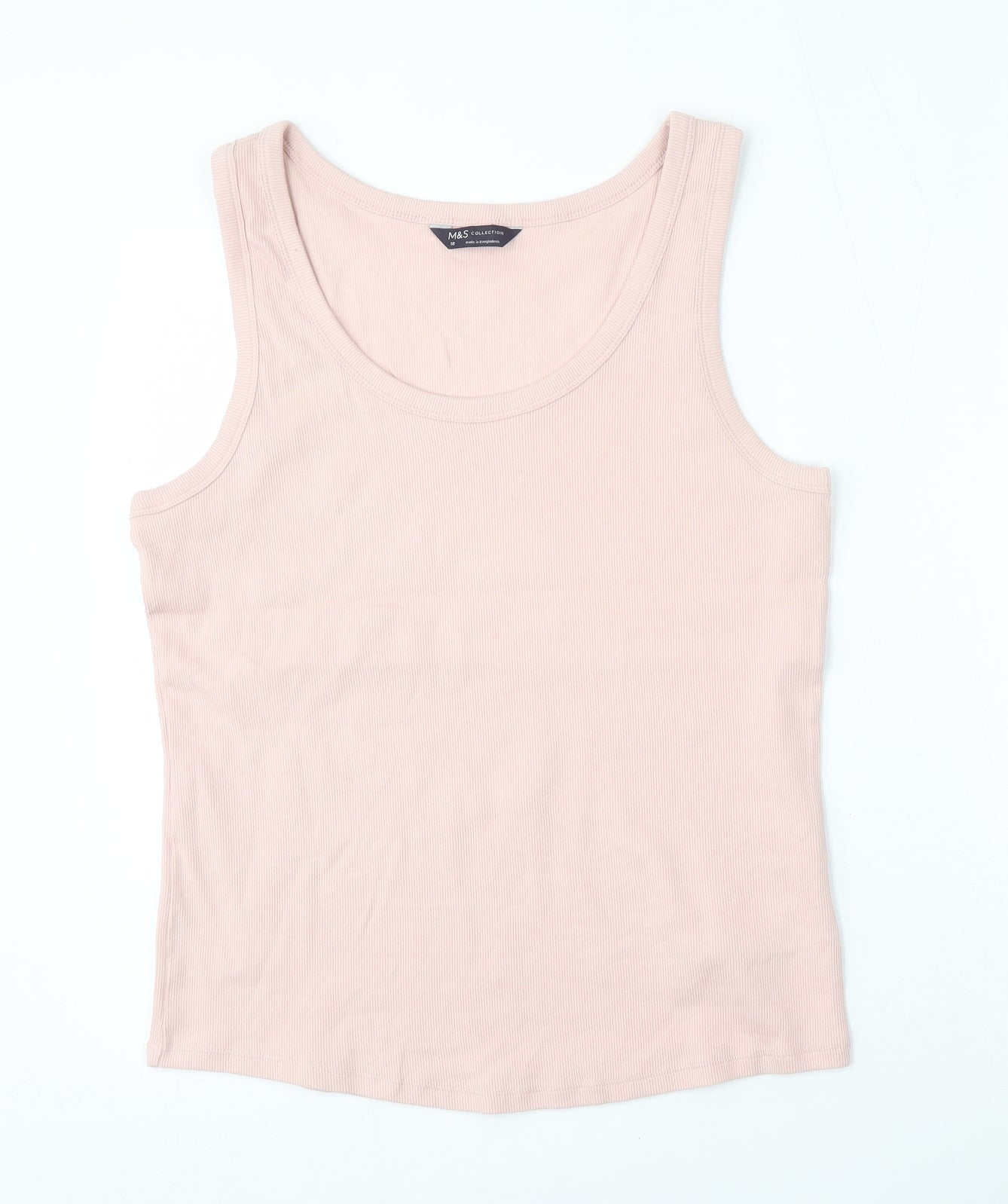 Marks and Spencer Womens Pink  Cotton Basic Tank Size 18 Round Neck
