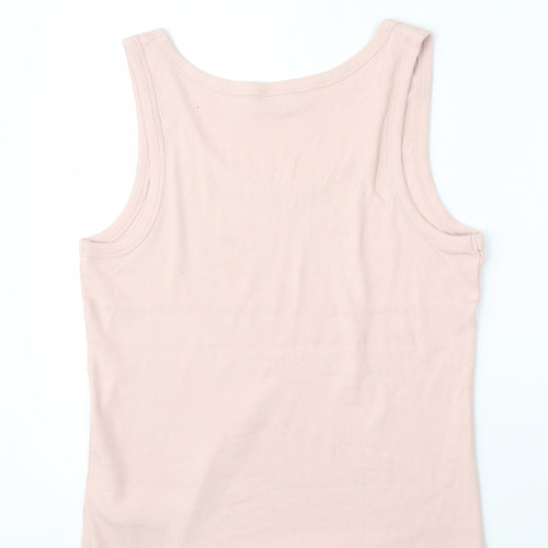 Marks and Spencer Womens Pink  Cotton Basic Tank Size 18 Round Neck