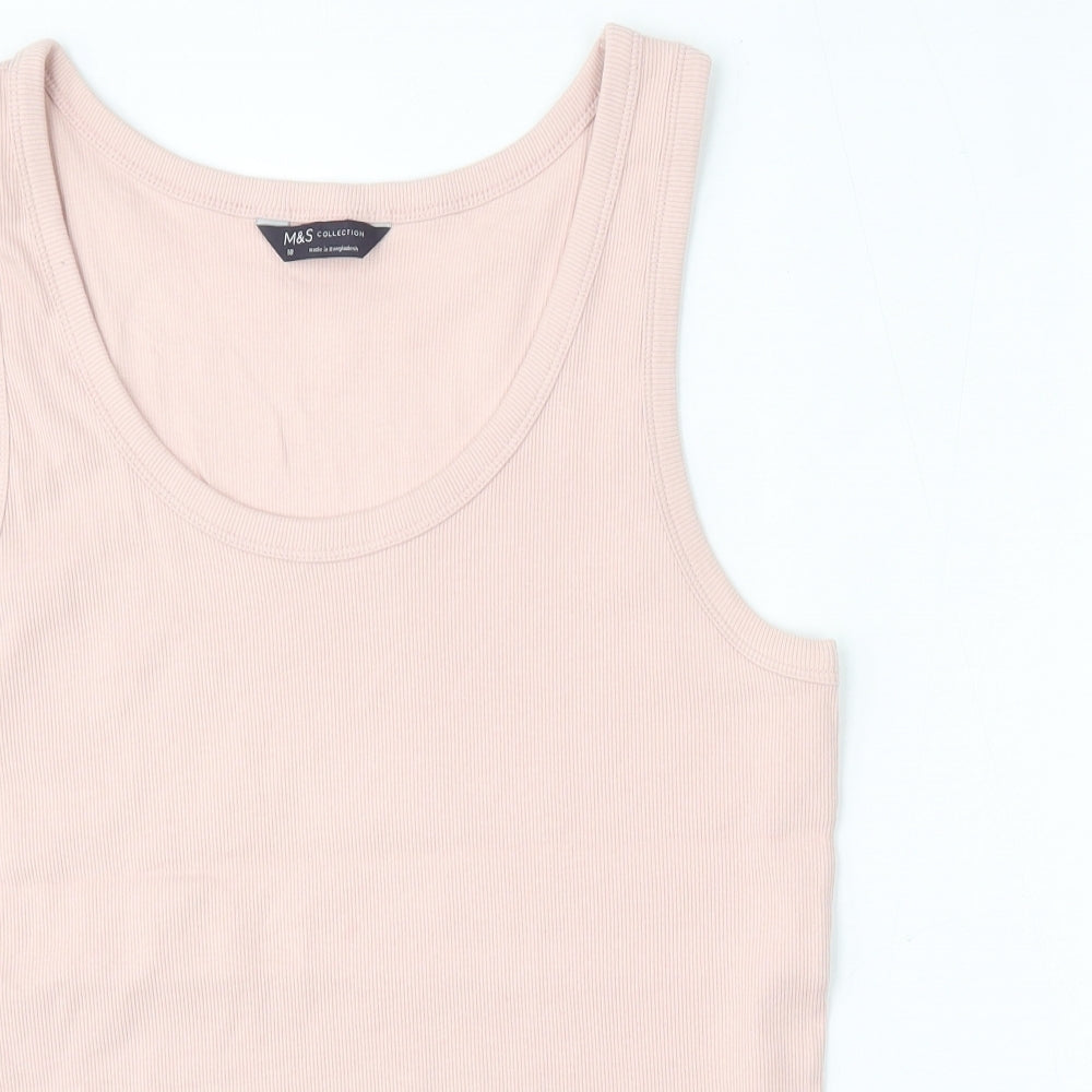 Marks and Spencer Womens Pink  Cotton Basic Tank Size 18 Round Neck
