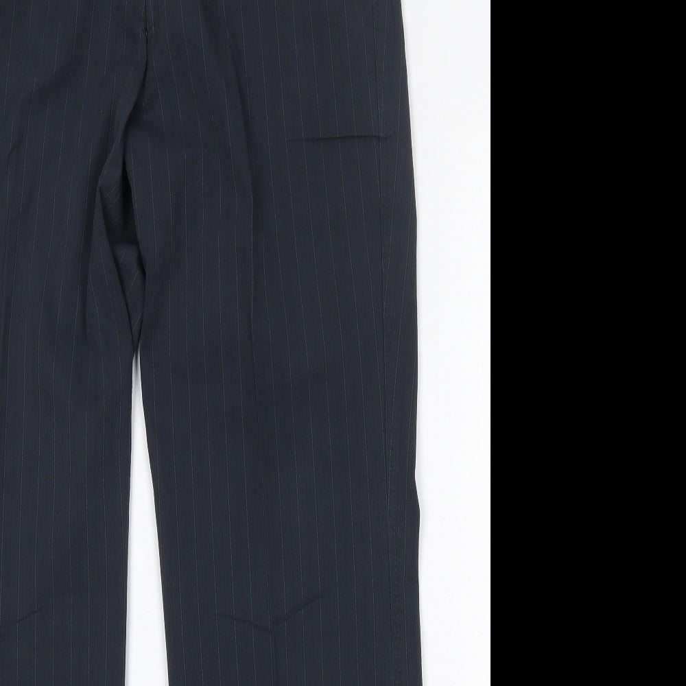 REMUS Mens Blue Striped Cotton Trousers  Size 32 L32 in Regular Hook & Eye
