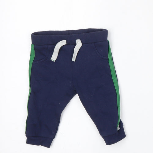 F&F Boys Blue  Cotton Jogger Trousers Size 3-6 Months