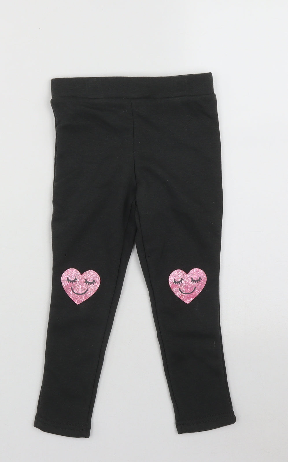 Primark Girls Black  Polyester Jogger Trousers Size 4-5 Years  Regular