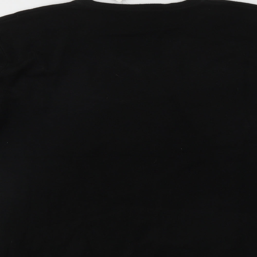 George Mens Black V-Neck  Polyester Pullover Jumper Size L