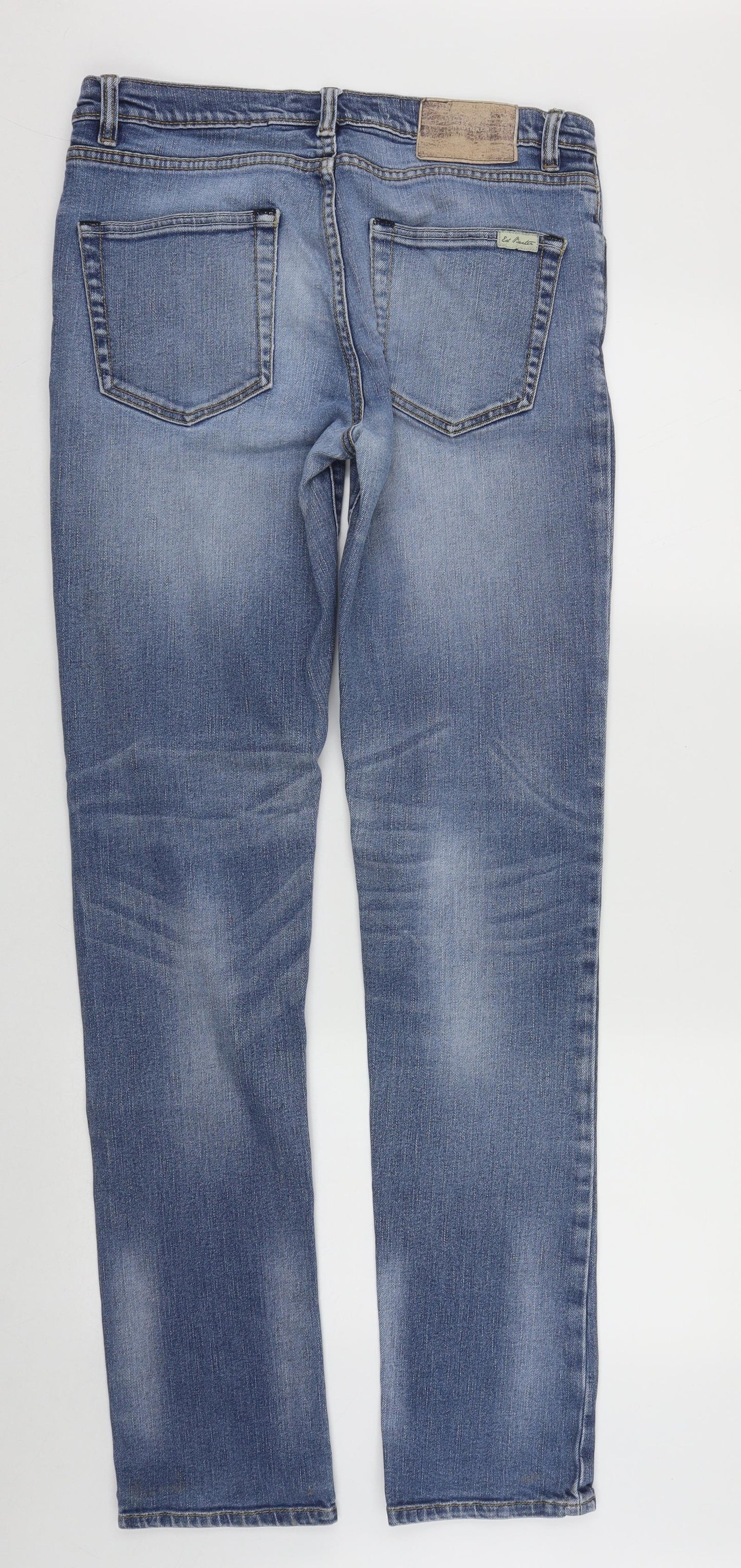 Ed Baxter Mens Blue  Cotton Straight Jeans Size XL L34 in Regular Zip