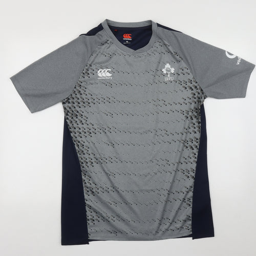 Canterbury Mens Grey Geometric Polyester Basic T-Shirt Size XL V-Neck
