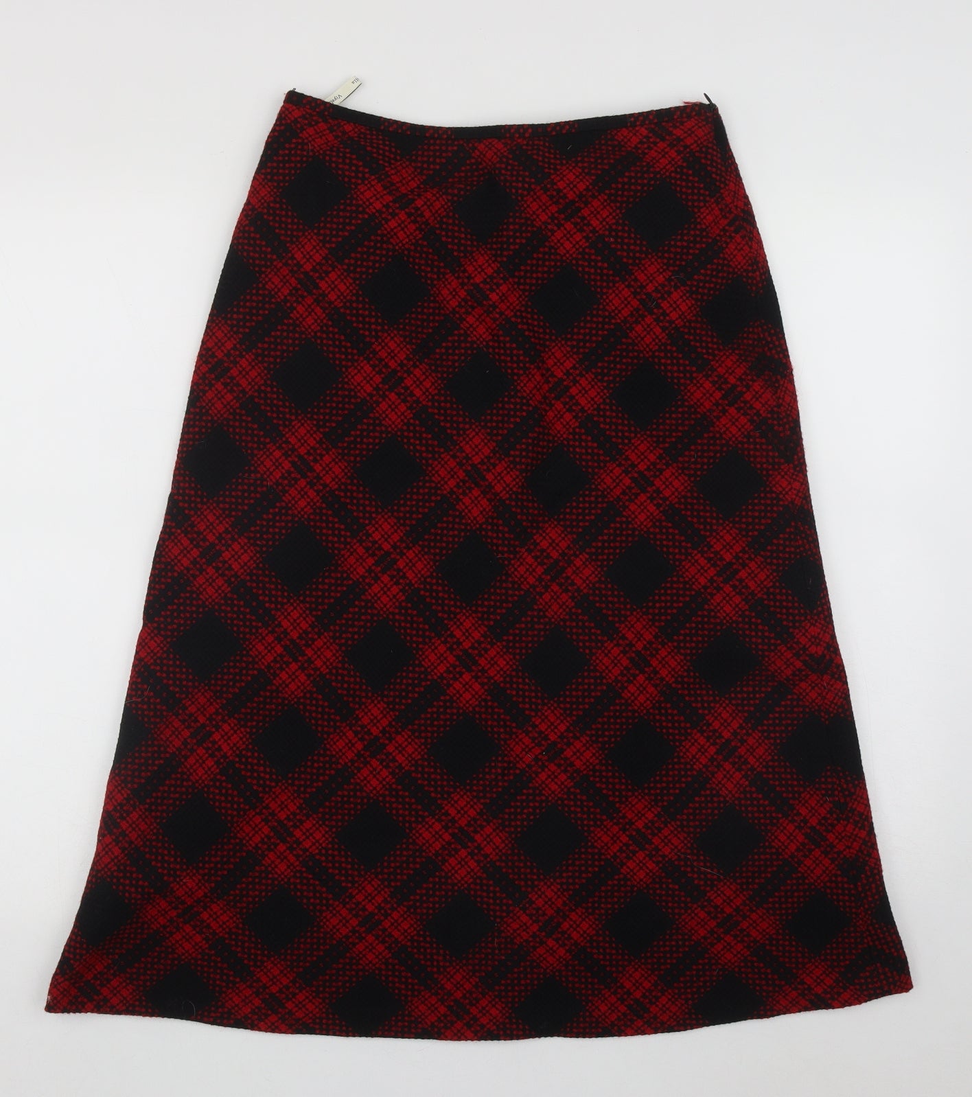 Viyella Womens Red Plaid Wool A-Line Skirt Size 8   Zip