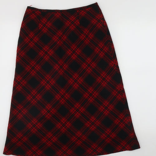 Viyella Womens Red Plaid Wool A-Line Skirt Size 8   Zip