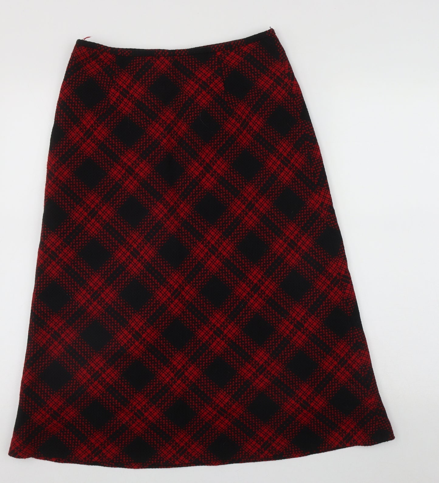 Viyella Womens Red Plaid Wool A-Line Skirt Size 8   Zip