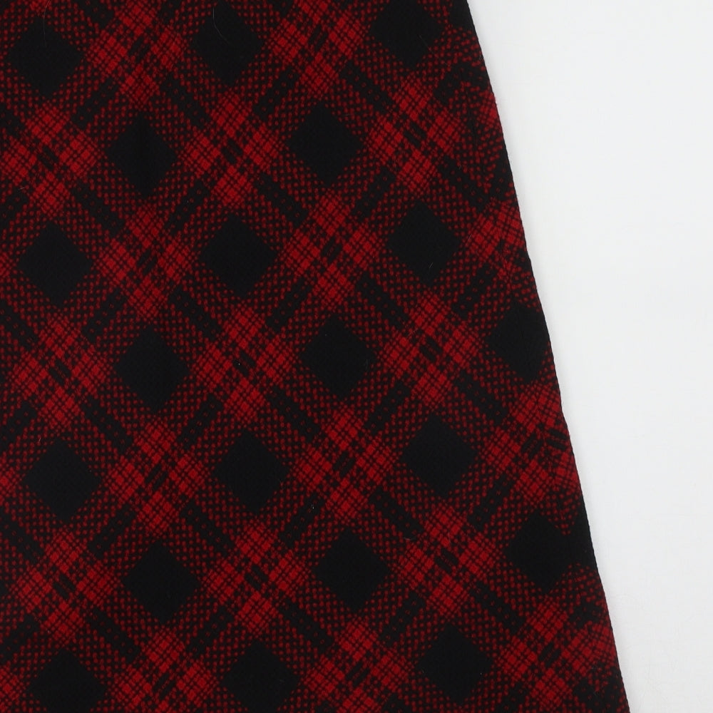 Viyella Womens Red Plaid Wool A-Line Skirt Size 8   Zip
